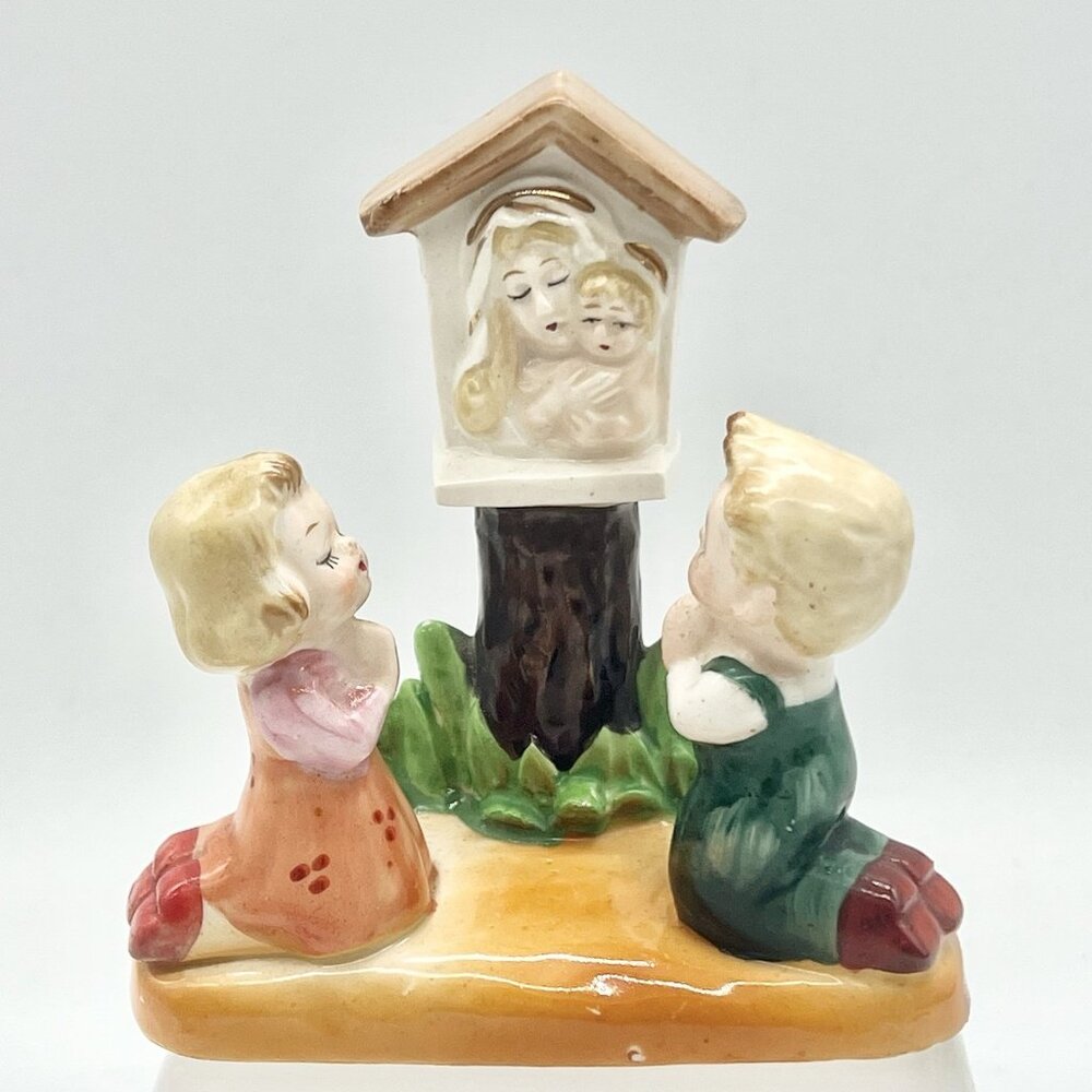 Vintage ART Japan Praying Children Madonna Shrine Religious Figurine